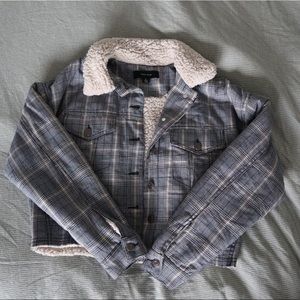 Cropped Plaid Sherpa Jacket